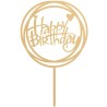 Topper Cake Plexiglass Happy Birthday Oro