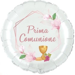 Palloncino Mylar Prima Comunione Rosa Ø 45 Cm