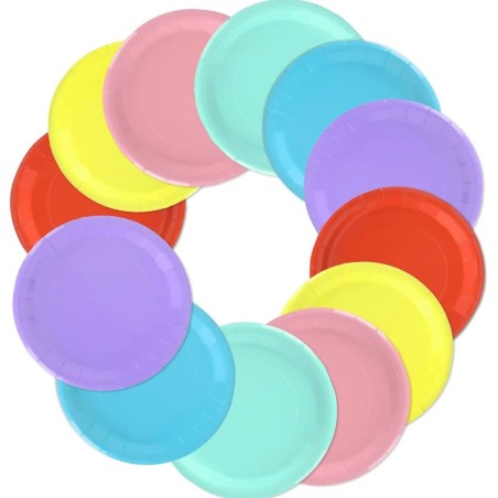 25 Piattini In Carta Colorata Riciclabile Ø 18 cm