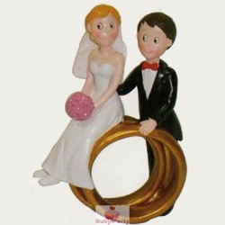 Topper Cake Matrimonio Sposi Con Fedi Per Torta Nuziale