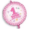 Palloncino mylar buon primo compleanno rosa 45 cm