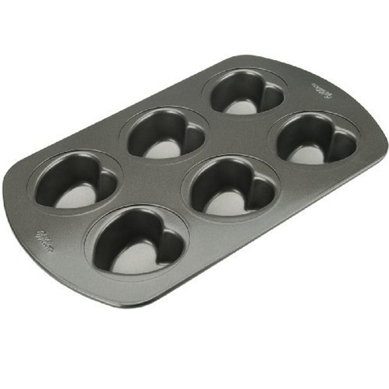 Stampo in alluminio antiaderente per mini torte a cuore 6 cavità