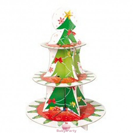 Alzatina albero di Natale porta muffin e cupcake a 3 piani in cartoncino