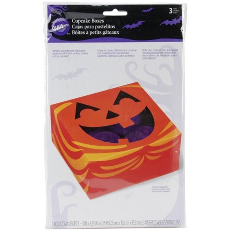 3 Scatole porta dolci Zucca Halloween Wilton