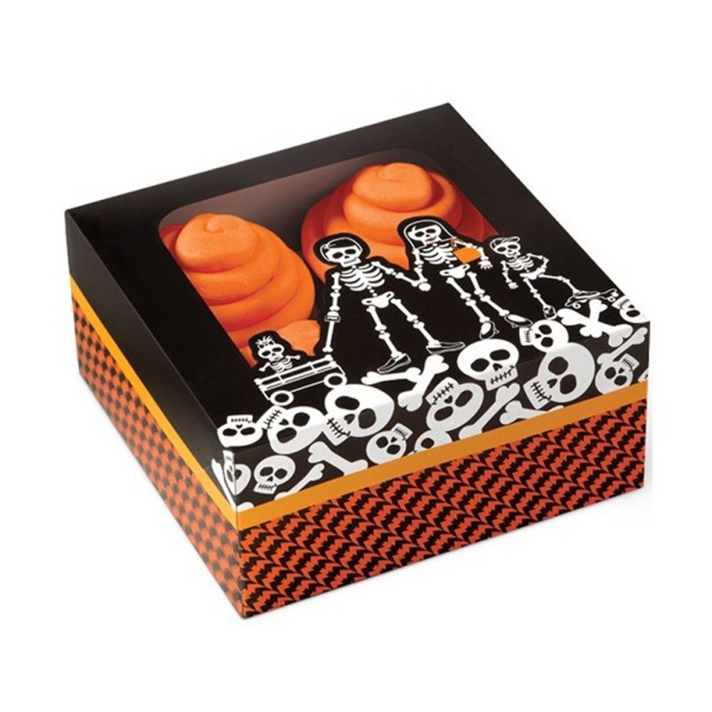 3 Scatole con scheletri porta dolcetti Halloween Wilton