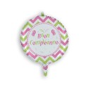 Palloncino Mylar Buon Compleanno chevron rosa 45 cm
