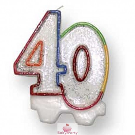 Candela Glitterata Per Torta 40 Anni Magic Party
