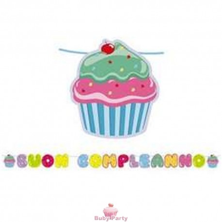 Kit Scritta Maxi Buon Compleanno Cupcake 6 Mt Big Party