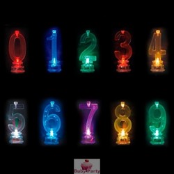 Numero 1 X FESTA LED Candela Fontana da Interno Numero Led Multicolor