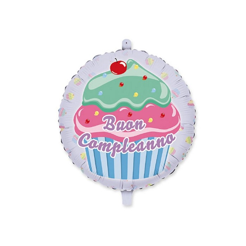 Palloncino Mylar Buon Compleanno Cupcake Ø 45 cm Big Party