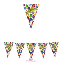 Festone Bandierine In Plastica 600x25 cm Buon Compleanno Happy Balloons