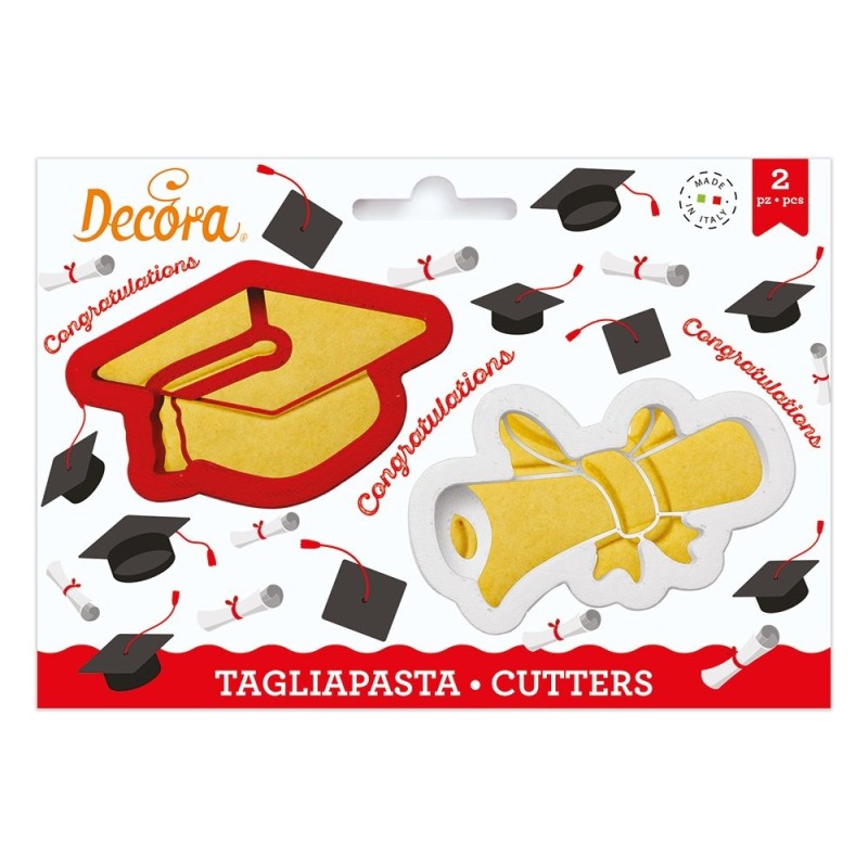 Set 2 Tagliapasta Laurea Cappello E Pergamena Decora