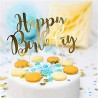 Cake Topper Decorazione Torta Happy Birthday Oro Metallizzato