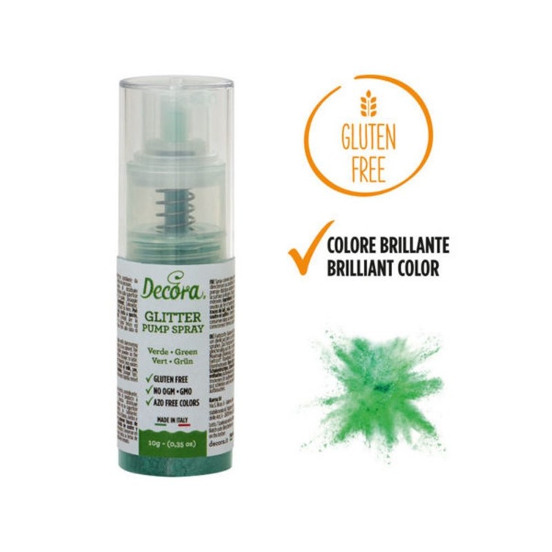 Spray Colorante Pump Glitterato Verde 10g Decora